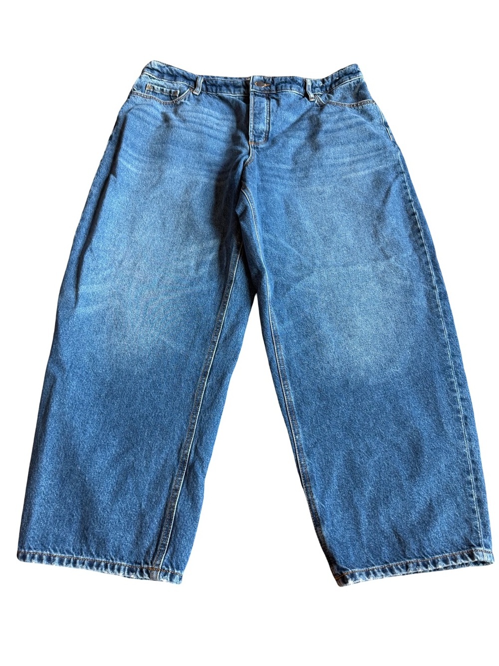 Rivete Loft Barrel Jeans Medium Wash Denim 100% Cotton Flattering Size 32 Womens